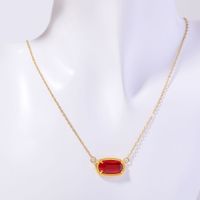 Copper Simple Style Plating Inlay Oval Birthstone Necklace main image 3