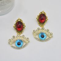1 Pair Retro Lady Eye Plating Inlay Alloy Rhinestones 14k Gold Plated Drop Earrings main image 4