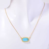 Copper Simple Style Plating Inlay Oval Birthstone Necklace sku image 13