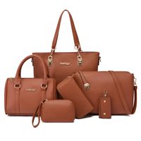Women's Large Pu Leather Solid Color Classic Style Square Zipper Bag Sets sku image 3