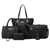 Women's Large Pu Leather Solid Color Classic Style Square Zipper Bag Sets sku image 1