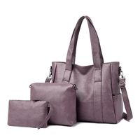 Women's Large Pu Leather Solid Color Vintage Style Square Zipper Tote Bag sku image 2