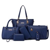Women's Large Pu Leather Solid Color Classic Style Square Zipper Bag Sets sku image 4
