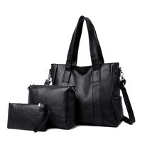 Women's Large Pu Leather Solid Color Vintage Style Square Zipper Tote Bag sku image 5