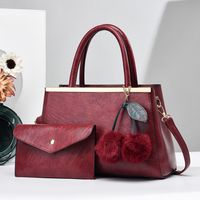 Women's Large Pu Leather Solid Color Vintage Style Classic Style Square Zipper Bag Sets sku image 4