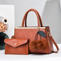 Women's Large Pu Leather Solid Color Vintage Style Classic Style Square Zipper Bag Sets main image 4