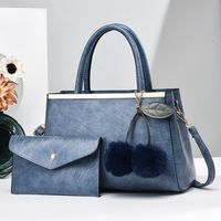 Women's Large Pu Leather Solid Color Vintage Style Classic Style Square Zipper Bag Sets sku image 8