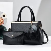 Women's Large Pu Leather Solid Color Vintage Style Classic Style Square Zipper Bag Sets sku image 1