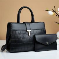 Women's Large Pu Leather Solid Color Vintage Style Square Zipper Bag Sets sku image 1