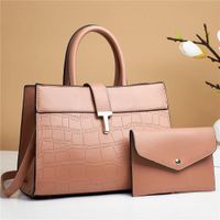 Women's Large Pu Leather Solid Color Vintage Style Square Zipper Bag Sets sku image 7