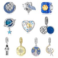 1 Piece Sterling Silver Zircon Enamel Plating Inlay Polished Pendant Beads main image 1