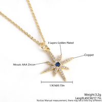 Simple Style Sun Star Moon Copper Plating Inlay Zircon 18k Gold Plated Pendant Necklace sku image 2
