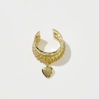 1 Piece Simple Style Korean Style Heart Shape Plating Inlay Copper Zircon Ear Cuffs main image 4