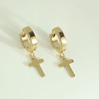 1 Pair Simple Style Commute Cross Plating 304 Stainless Steel 18K Gold Plated Earrings main image 5