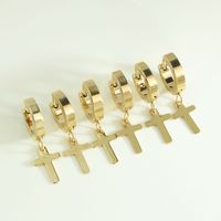 1 Pair Simple Style Commute Cross Plating 304 Stainless Steel 18K Gold Plated Earrings main image 1