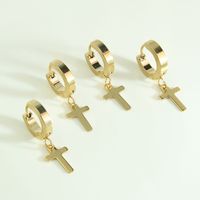 1 Pair Simple Style Commute Cross Plating 304 Stainless Steel 18K Gold Plated Earrings main image 3