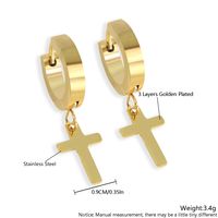 1 Pair Simple Style Commute Cross Plating 304 Stainless Steel 18K Gold Plated Earrings main image 6