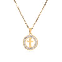 Ig Style Cross Heart Shape Skull Stainless Steel Plating Inlay Shell Zircon Pendant Necklace main image 8