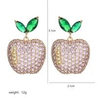1 Pair Cute Apple Plating Inlay Copper Zircon 18k Gold Plated Ear Studs sku image 1