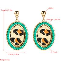 1 Pair Vintage Style Simple Style Classic Style Oval Leopard Plating Inlay Pu Leather Alloy Crystal Gold Plated Drop Earrings main image 2