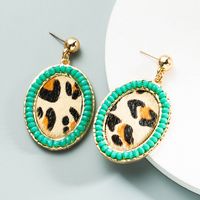 1 Pair Vintage Style Simple Style Classic Style Oval Leopard Plating Inlay Pu Leather Alloy Crystal Gold Plated Drop Earrings main image 9