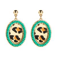 1 Pair Vintage Style Simple Style Classic Style Oval Leopard Plating Inlay Pu Leather Alloy Crystal Gold Plated Drop Earrings main image 10
