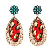 1 Pair Vintage Style Ethnic Style Bohemian Geometric Sequins Inlay Alloy Artificial Leather Turquoise Rose Gold Plated Drop Earrings main image 8