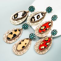 1 Pair Vintage Style Ethnic Style Bohemian Geometric Sequins Inlay Alloy Artificial Leather Turquoise Rose Gold Plated Drop Earrings main image 1