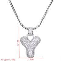 Wholesale Lady Letter 304 Stainless Steel Copper Plating Inlay Zircon Necklace sku image 25