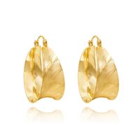 1 Pair Elegant Solid Color Plating Pleated Stainless Steel Gold Plated Earrings sku image 2