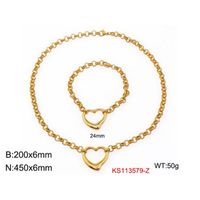Wholesale Fashion Heart Stainless Steel Jewelry Set sku image 4