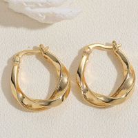 1 Pair Simple Style Twist Plating Copper 14k Gold Plated Hoop Earrings Drop Earrings sku image 2