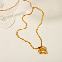 Retro Heart Shape Stainless Steel Plating Hollow Out 18k Gold Plated Pendant Necklace main image 1