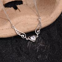 Simple Style Heart Shape Copper Inlay Artificial Gemstones Pendant Necklace sku image 1