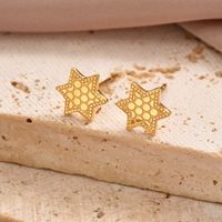1 Pair Simple Style Hexagon Cross Crown Plating Stainless Steel 14K Gold Plated Ear Studs main image 6