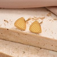 1 Pair Simple Style Hexagon Cross Crown Plating Stainless Steel 14K Gold Plated Ear Studs main image 4