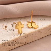 1 Pair Simple Style Hexagon Cross Crown Plating Stainless Steel 14K Gold Plated Ear Studs sku image 2