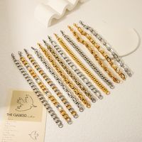 304 Stainless Steel 18K Gold Plated Hip-Hop Handmade Plating Chain Geometric Bracelets main image 3