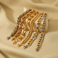 304 Stainless Steel 18K Gold Plated Hip-Hop Handmade Plating Chain Geometric Bracelets main image 4