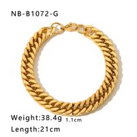 304 Stainless Steel 18K Gold Plated Hip-Hop Handmade Plating Chain Geometric Bracelets sku image 11