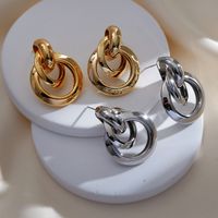 1 Pair Ig Style Simple Style Circle Plating Copper 18k Gold Plated Drop Earrings main image 4