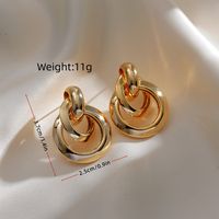 1 Par Estilo Ig Estilo Simple Circulo Enchapado Cobre Chapado En Oro De 18 Quilates. Pendientes De Gota sku image 1