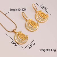 Lady Moon Stainless Steel Copper Plating Inlay Zircon 18k Gold Plated Earrings Necklace main image 5