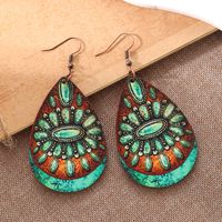 1 Pair Vintage Style Sunflower Letter Wood Drop Earrings main image 2