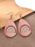 1 Pair Vintage Style Sunflower Letter Wood Drop Earrings main image 4