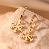 1 Pair Simple Style Commute Solid Color Plating Inlay 304 Stainless Steel Zircon 18K Gold Plated Drop Earrings main image 5