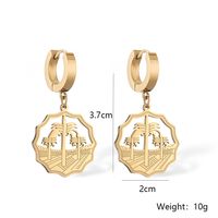 1 Paire Style Simple Commuer Couleur Unie Placage Incruster Acier Inoxydable 304 Zircon Plaqué Or 18K Boucles D'oreilles main image 2