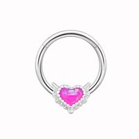 1 Piece Nose Rings & Studs Cute Sweet Heart Shape 316 Stainless Steel  Copper Plating Inlay Acrylic White Gold Plated main image 6