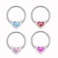 1 Piece Nose Rings & Studs Cute Sweet Heart Shape 316 Stainless Steel  Copper Plating Inlay Acrylic White Gold Plated main image 1