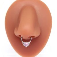 1 Piece Nose Rings & Studs Cute Sweet Heart Shape 316 Stainless Steel  Copper Plating Inlay Acrylic White Gold Plated main image 8